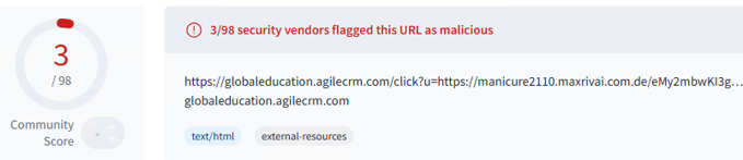 Analyse VirusTotal de l’URL